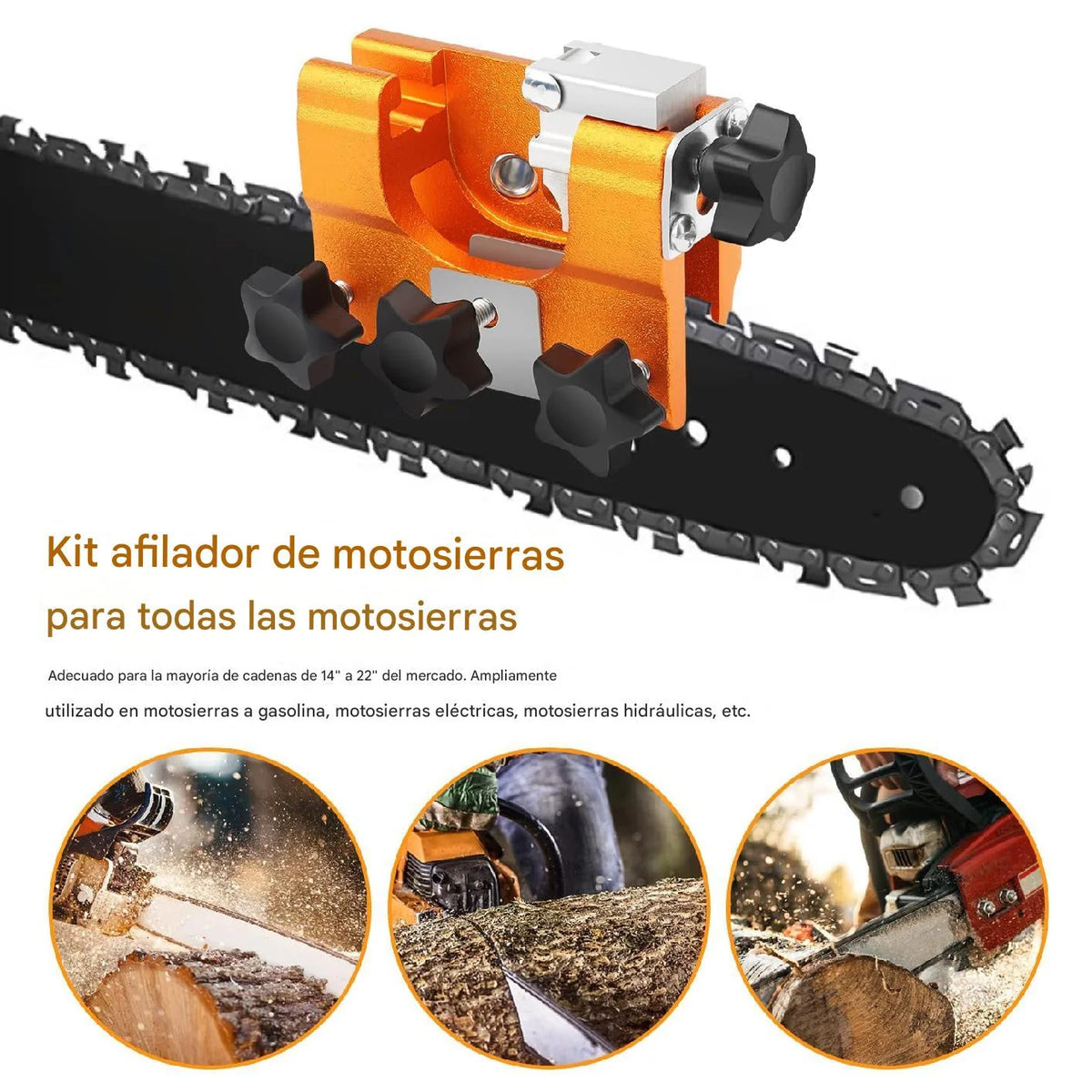 Afilador Manual de Cadena para Motosierra con Manivela y 3 Limas de 4, 5 y 6 mm para Cortes como Nuevos