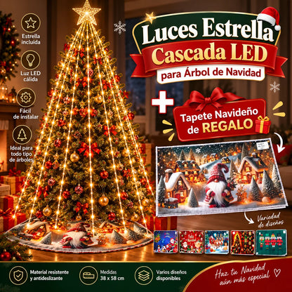 Luces LED Cascada para Árbol de Navidad con Efecto Lluvia de Luces e Instalación Rápida