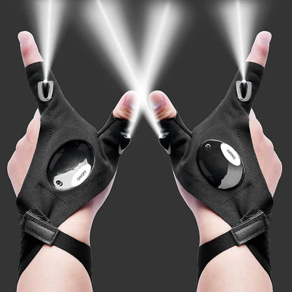 Guantes con Linterna LED Manos Libres para Reparar, Acampar y Trabajar en la Oscuridad