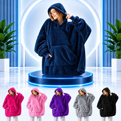Buzo Pijama Oversize en Felpa Suave con Capota y Bolsillo Canguro para Noches Frías