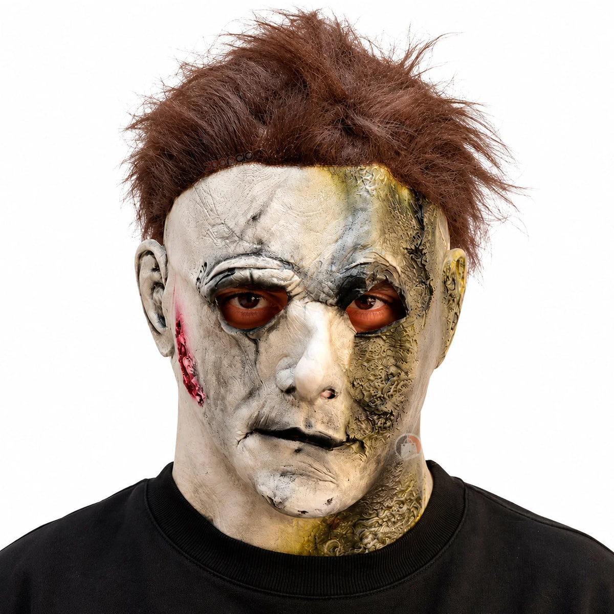 Máscara de Michael Myers en Látex con Cabello Sintético para un Disfraz de Halloween Aterrador