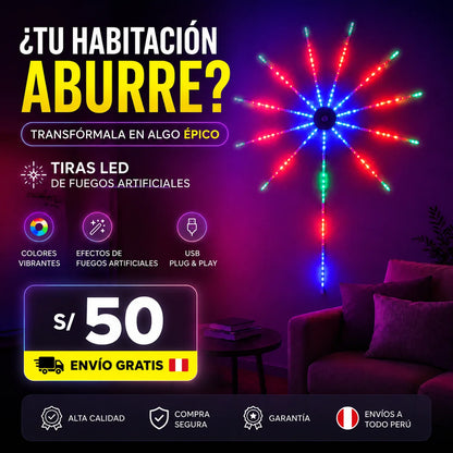 Luces LED de Fuegos Artificiales RGB con Control Remoto, App Bluetooth y Sincronización con Música