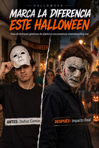 Máscara de Michael Myers en Látex con Cabello Sintético para un Disfraz de Halloween Aterrador