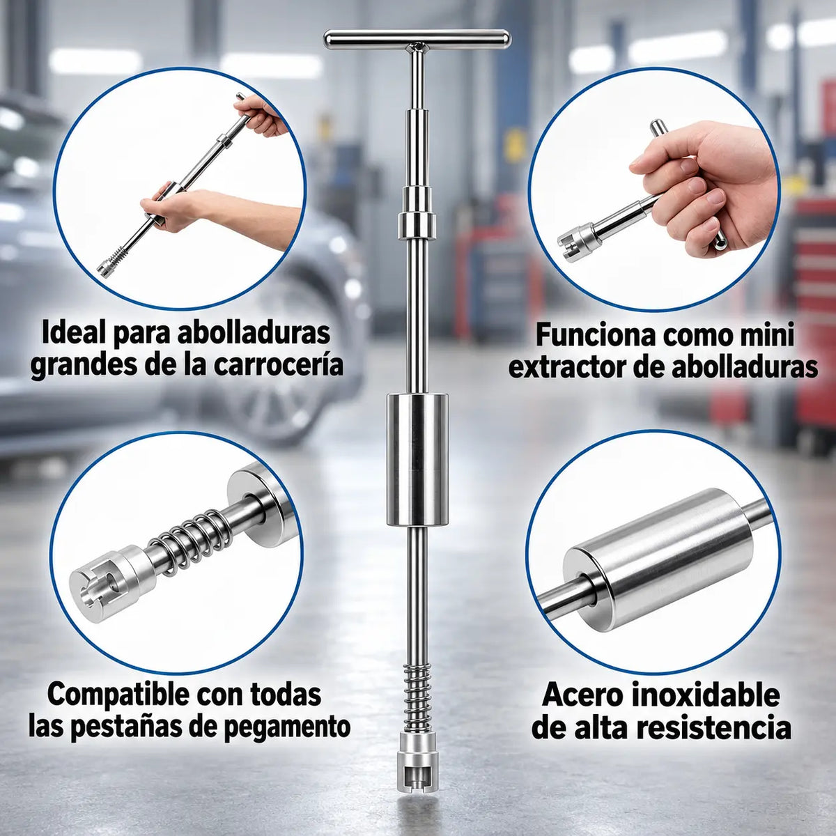 Extractor de Abolladuras con Barra T y Ventosas para Reparar Golpes de Carro sin Dañar la Pintura