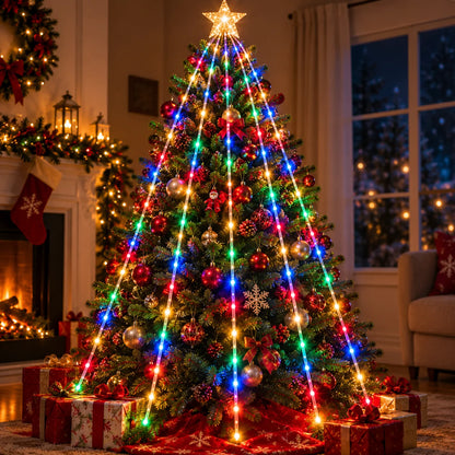 Luces LED Cascada para Árbol de Navidad con Efecto Lluvia de Luces e Instalación Rápida
