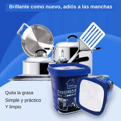 Pasta Limpiadora Multiusos para Ollas que Elimina Quemado, Grasa y Óxido sin Rayar (Paga 1 lleva 2)