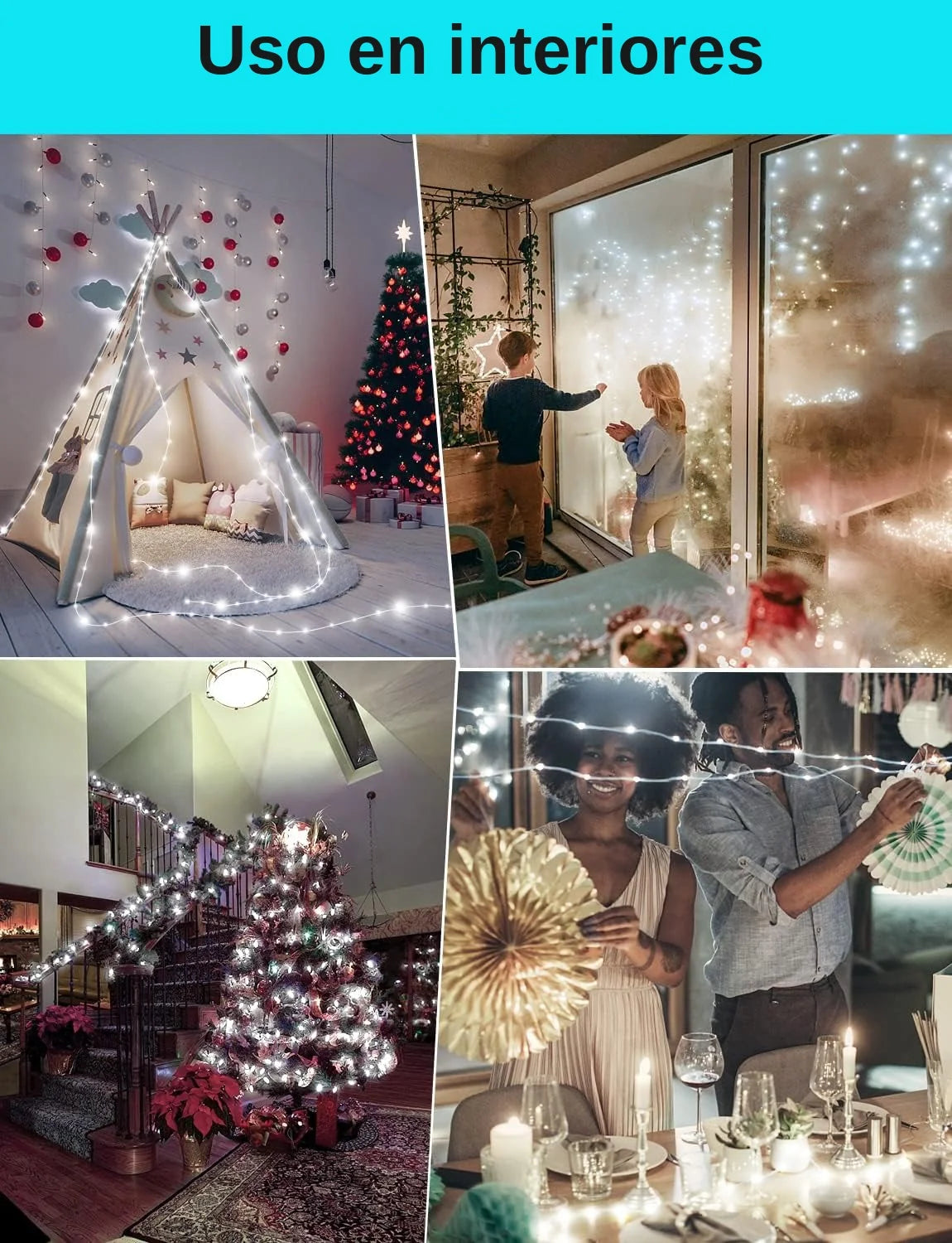 Luz de Hada Navideña de 20 Metros con 600 Luces LED para Decorar tu Hogar