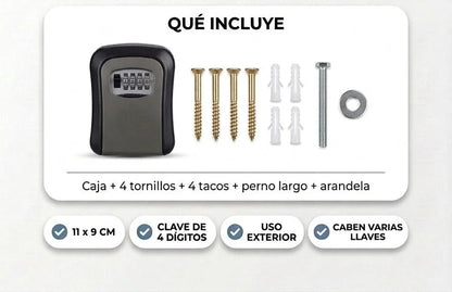 Caja de Seguridad para Llaves con Clave de 4 Dígitos para Pared, Resistente a Lluvia y Sol