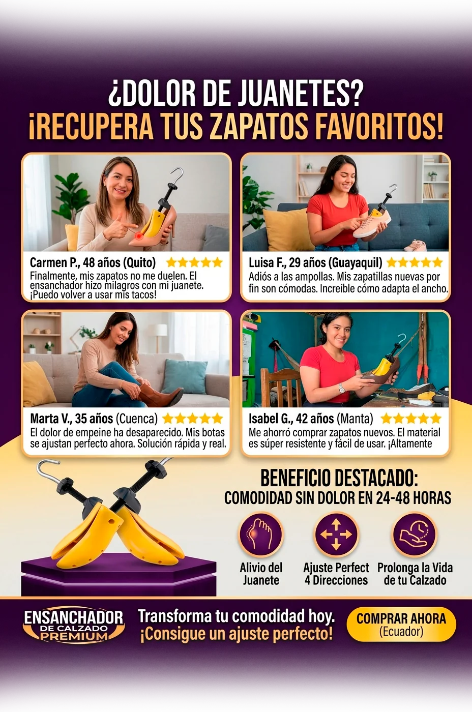 Expansor de Zapatos Ajustable en Largo y Ancho para Aliviar Juanetes y Estirar tu Calzado Apretado