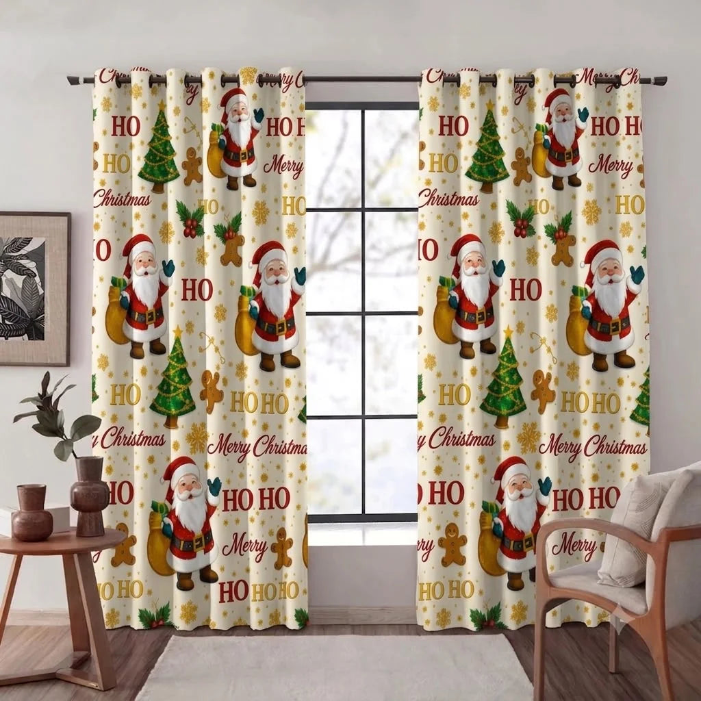 Cortinas Navideñas Térmicas con Ojales para Decorar tu Sala en Diciembre