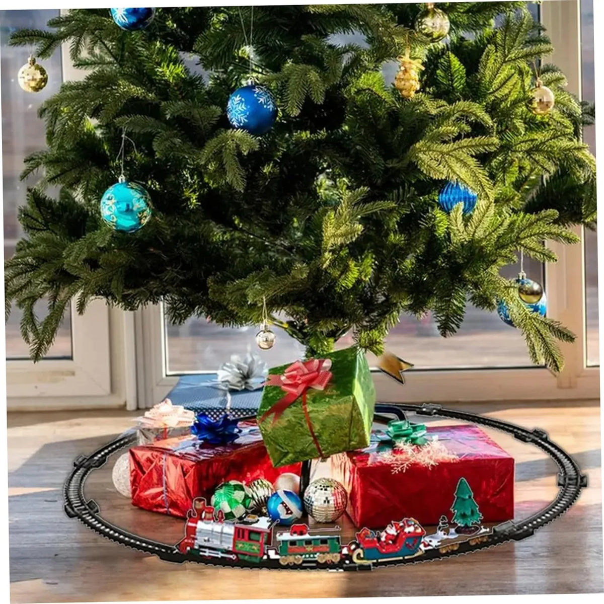 Tren Navideño Eléctrico con Luces y Sonidos para Colgar en el Árbol o Rodearlo en el Piso