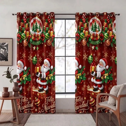 Cortinas Navideñas Térmicas con Ojales para Decorar tu Sala en Diciembre