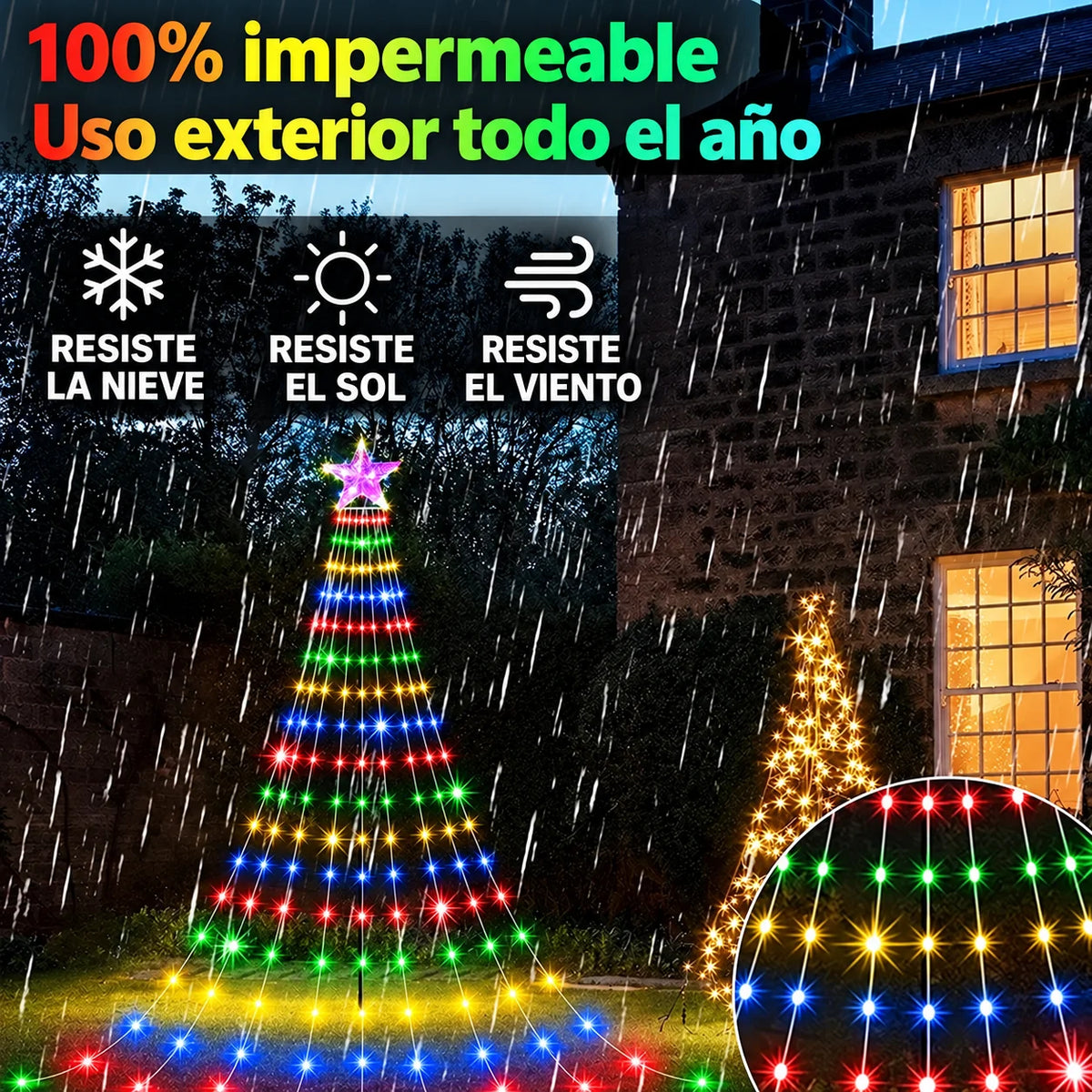 Luces LED Cascada para Árbol de Navidad con Efecto Lluvia de Luces e Instalación Rápida