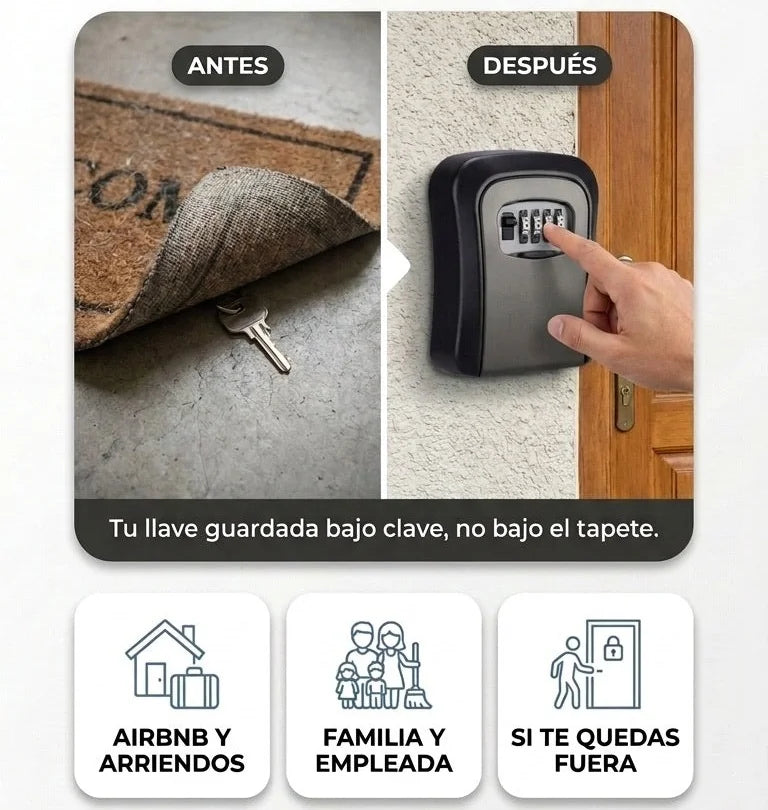 Caja de Seguridad para Llaves con Clave de 4 Dígitos para Pared, Resistente a Lluvia y Sol