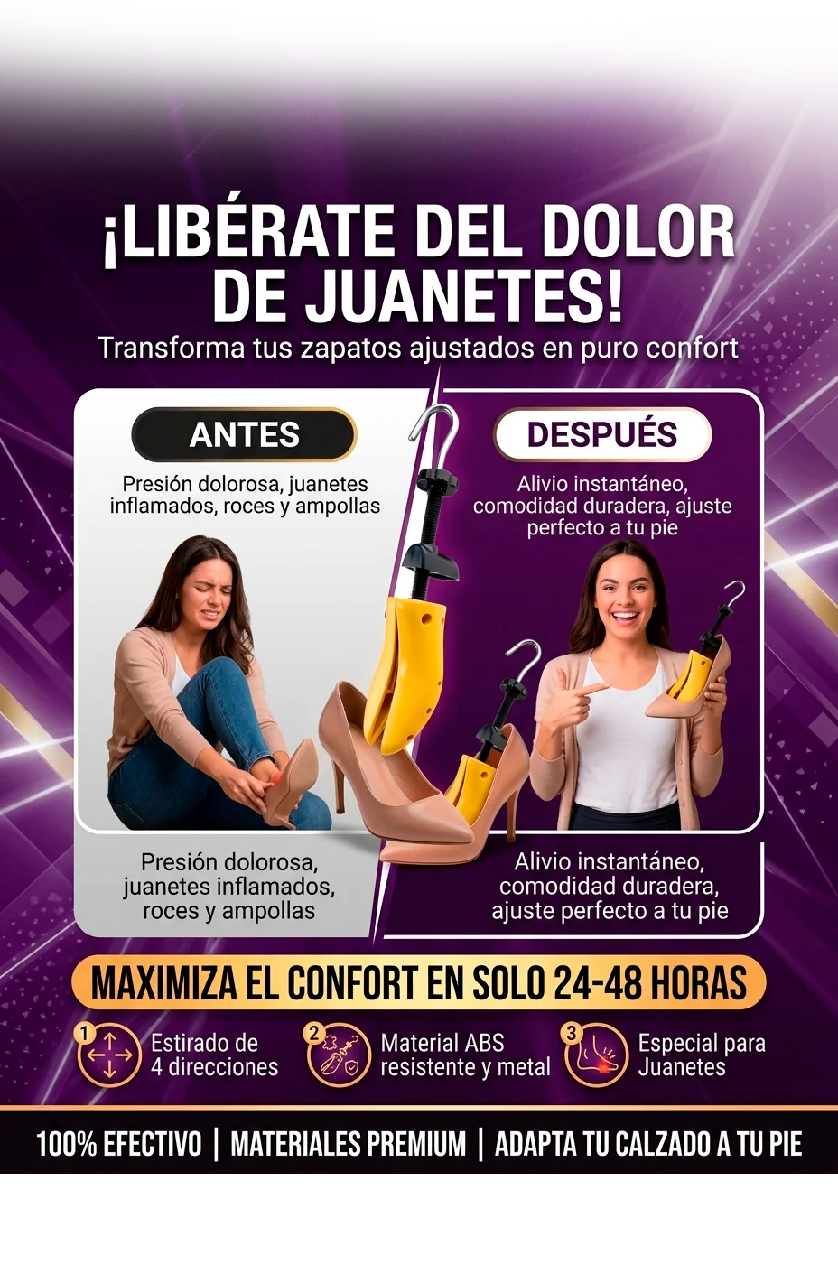 Expansor de Zapatos Ajustable en Largo y Ancho para Aliviar Juanetes y Estirar tu Calzado Apretado