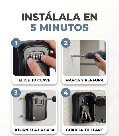 Caja de Seguridad para Llaves con Clave de 4 Dígitos para Pared, Resistente a Lluvia y Sol