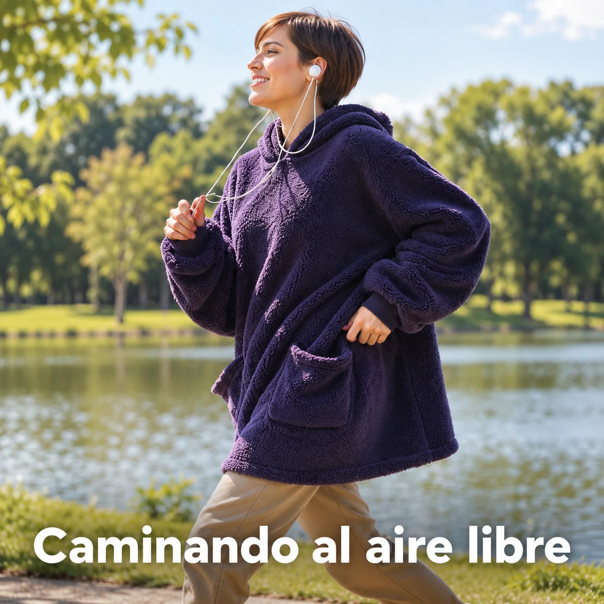 Buzo Pijama Oversize en Felpa Suave con Capota y Bolsillo Canguro para Noches Frías