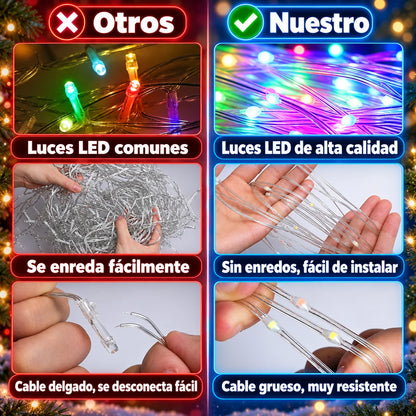 Luces LED Cascada para Árbol de Navidad con Efecto Lluvia de Luces e Instalación Rápida