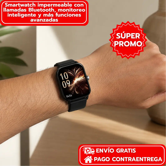 Smartwatch impermeable con llamadas Bluetooth, monitoreo inteligente y más funciones avanzadas
