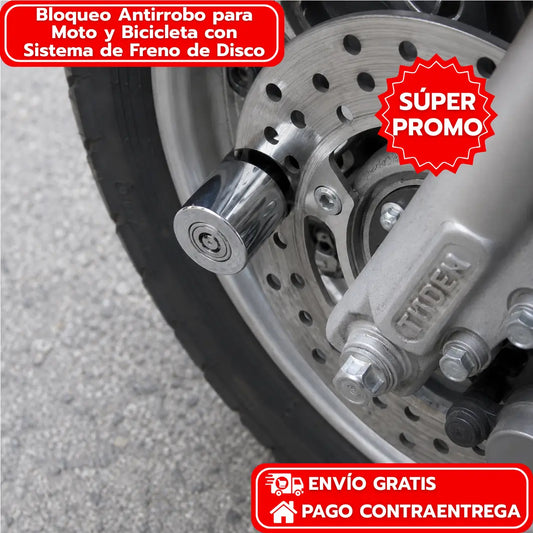 PAGA 1 LLEVA 2: Bloqueo Antirrobo para Moto y Bicicleta con Sistema de Freno de Disco