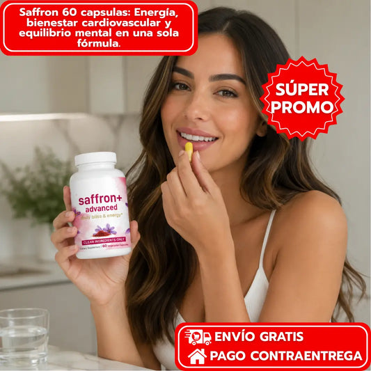 Saffron 60 capsulas: Energía, bienestar cardiovascular y equilibrio mental en una sola fórmula.