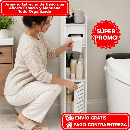 Armario Estrecho de Baño que Ahorra Espacio y Mantiene Todo Organizado