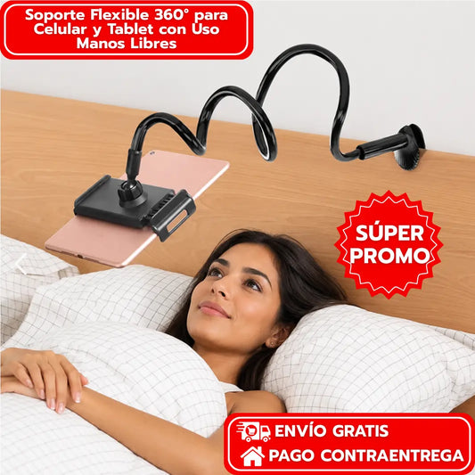 Soporte Flexible 360° para Celular y Tablet con Uso Manos Libres