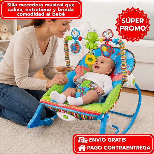 Silla mecedora musical que calma, entretiene y brinda comodidad al bebé